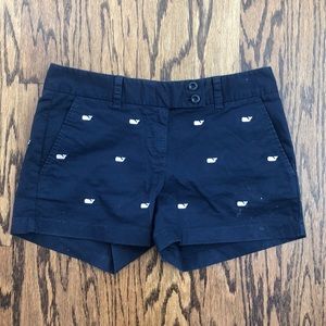 Vineyard Vines Navy Shorts with pink whales
